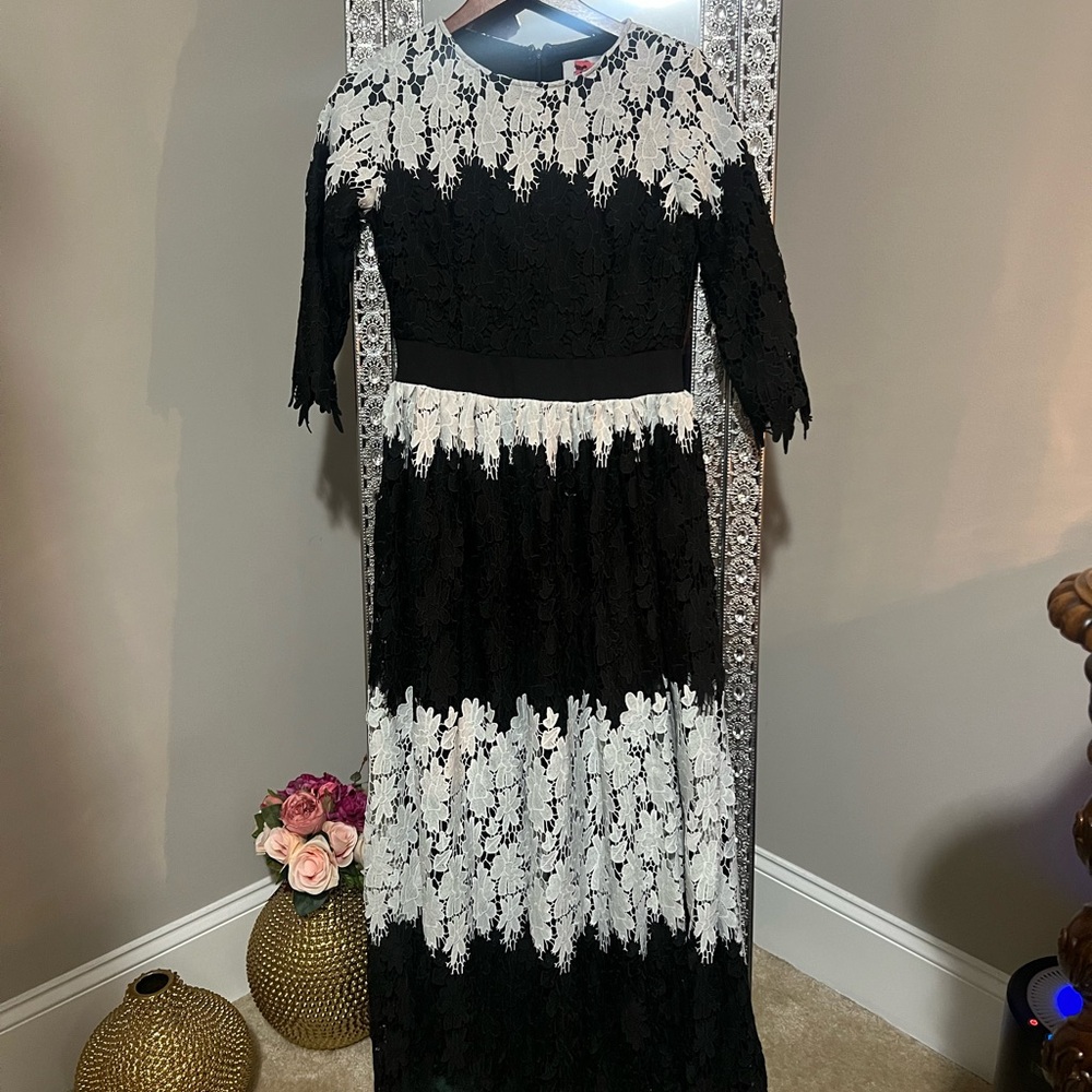 Elegant Black and White Dainty Jewells Dress